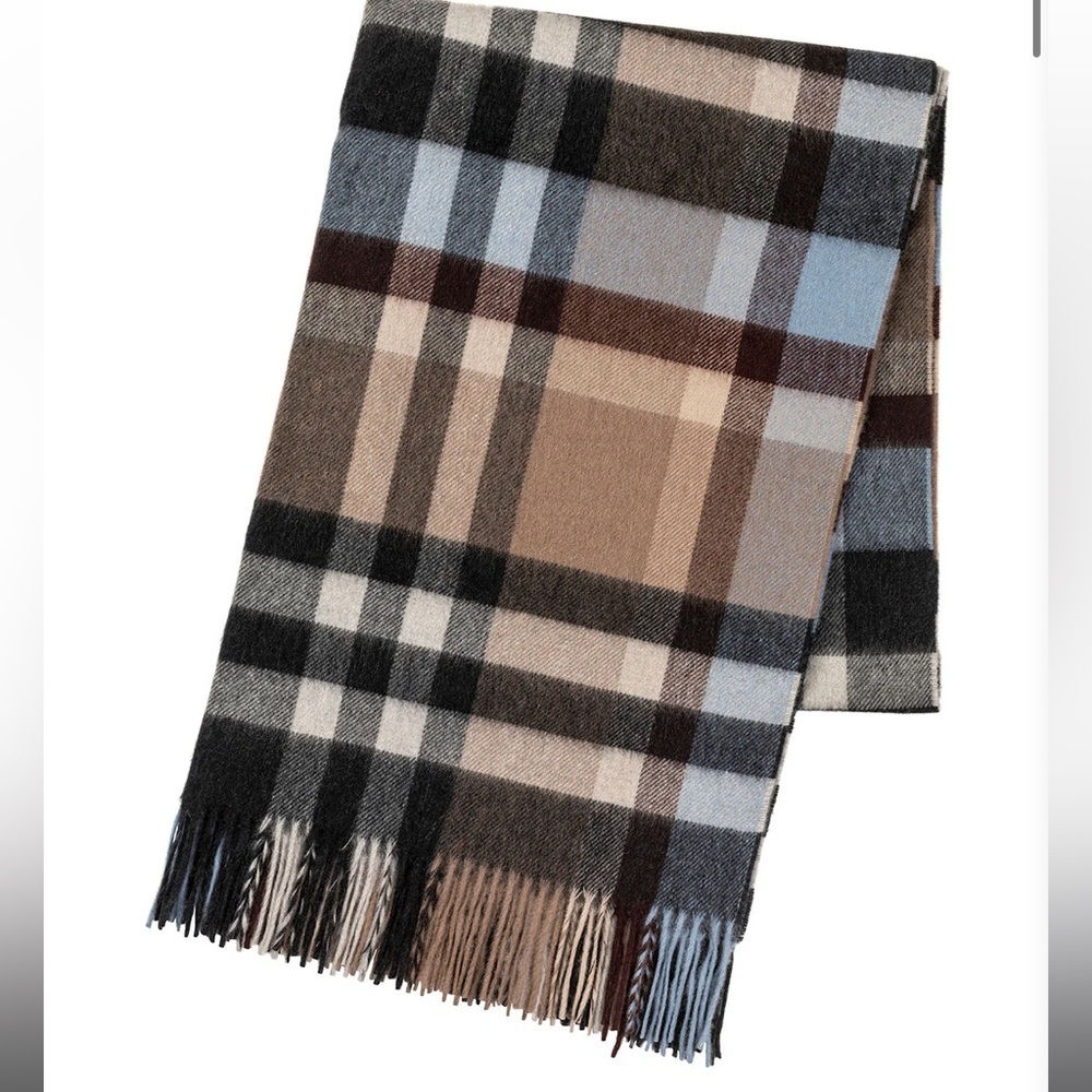 GLEN ISLA TOFFEE BOLD CHECK CASHMERE STOLE